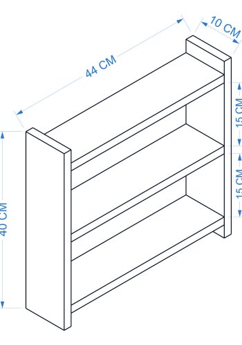 NORDVÄRK Cosmic kkkenhylde, m. 3 hylder - hvid melamin