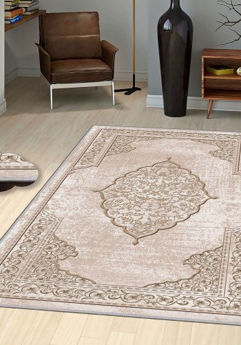 TEPPI EEXFAB621 gulvtppe, m. mnster, rektangulr - multifarvet polyester (120x180)