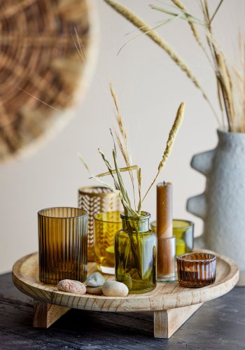 BLOOMINGVILLE Sanga Bakke m/Fyrfadsstage, Natur, Glas, St af 8