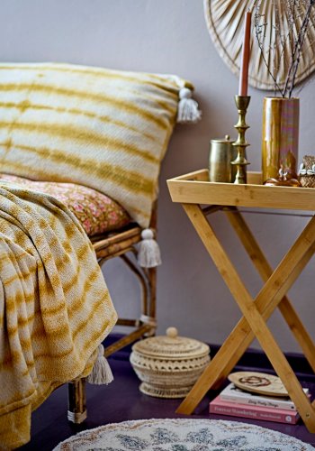 BLOOMINGVILLE Decia Pude, Gul, Genanvendt Bomuld W: 85cm, L: 50cm