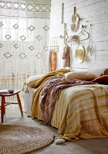 BLOOMINGVILLE Decia Pude, Gul, Genanvendt Bomuld W: 85cm, L: 50cm