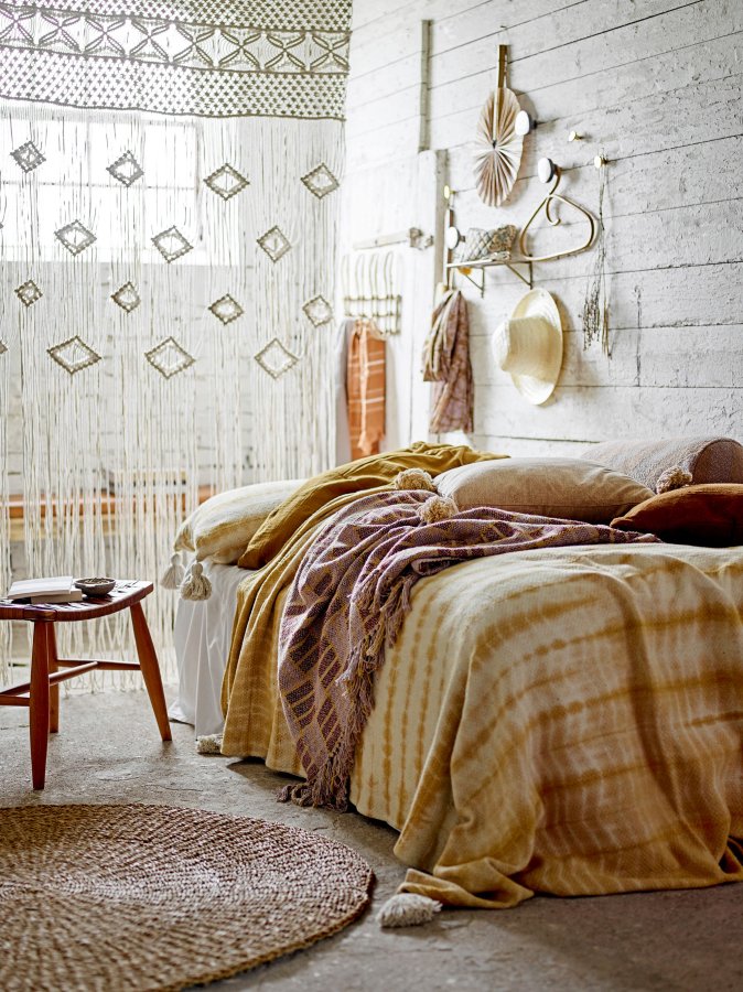 BLOOMINGVILLE Decia Pude, Gul, Genanvendt Bomuld W: 85cm, L: 50cm