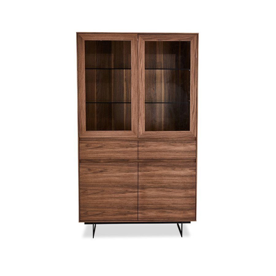 Tokyo vitrineskab, m. 4 lger og skuffe - brun valnd