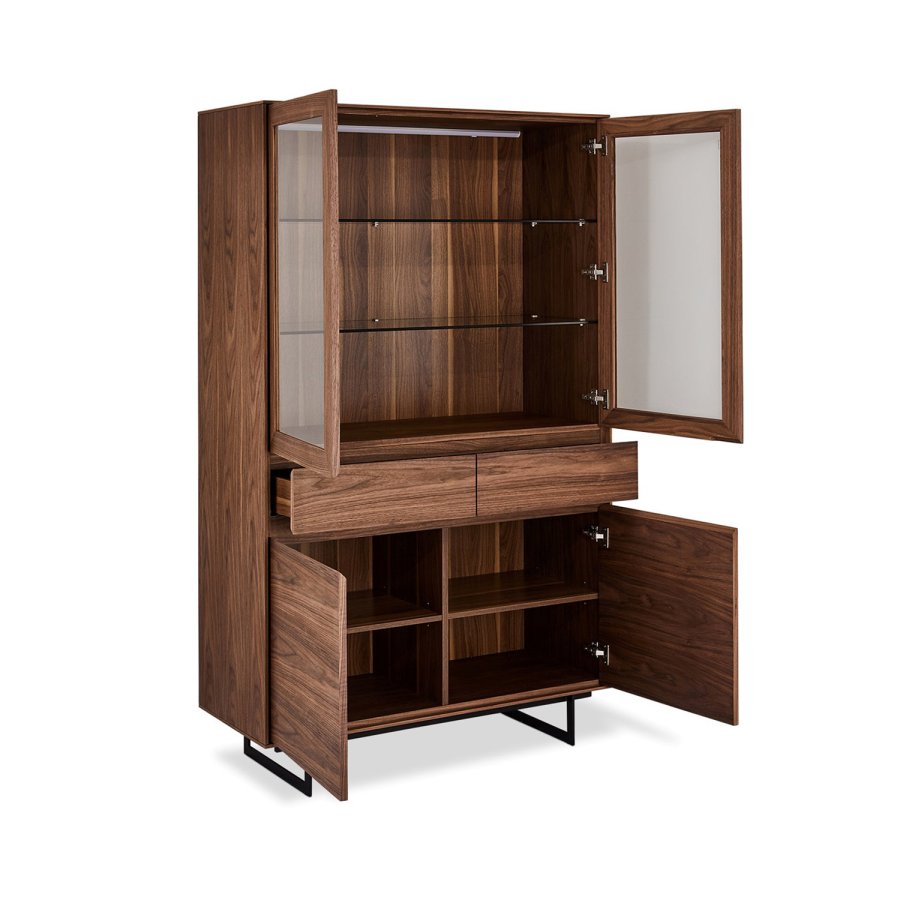 Tokyo vitrineskab, m. 4 lger og skuffe - brun valnd