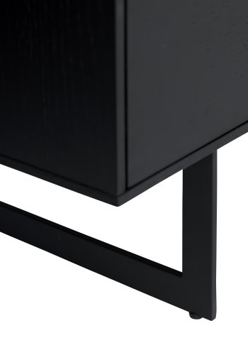 Tokyo vitrineskab, m. 4 lger, 2 skuffer, hylder, LED lys -  glas, sort egefinér og metal