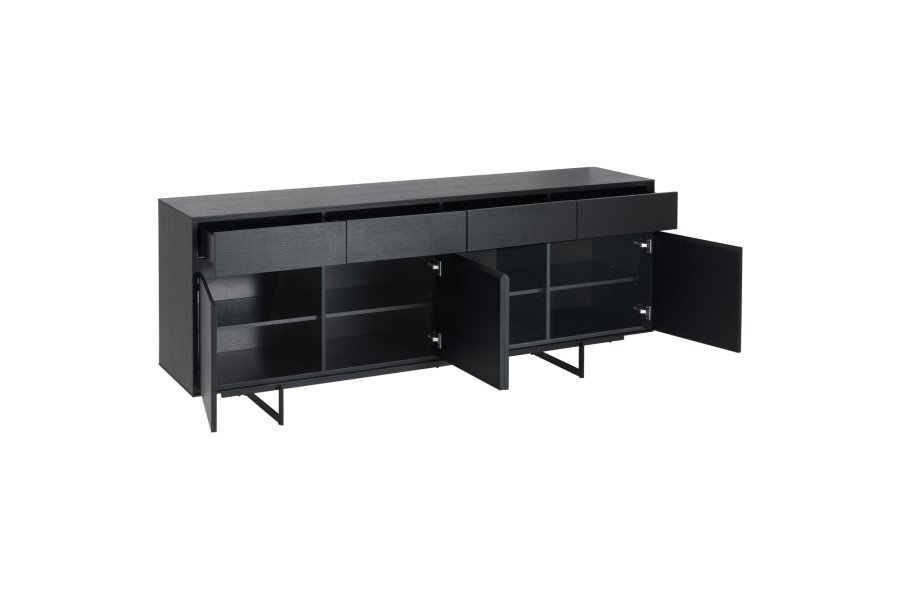 Tokyo sknk Stor, m. 4 lger, 4 skuffer og 4 hylder - sort egefinér og metal