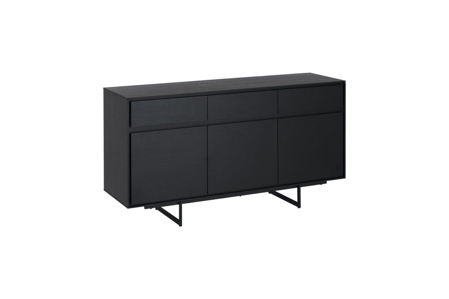 Tokyo sknk Lille, m. 3 lger, 3 skuffer og 3 hylder - sort egefinér og metal