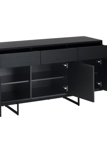 Tokyo sknk Lille, m. 3 lger, 3 skuffer og 3 hylder - sort egefinér og metal