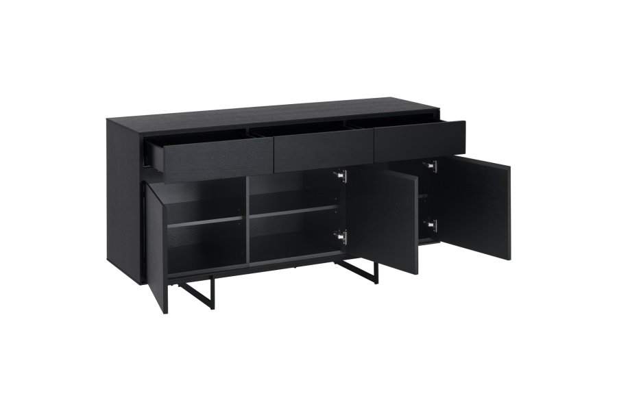 Tokyo sknk Lille, m. 3 lger, 3 skuffer og 3 hylder - sort egefinér og metal