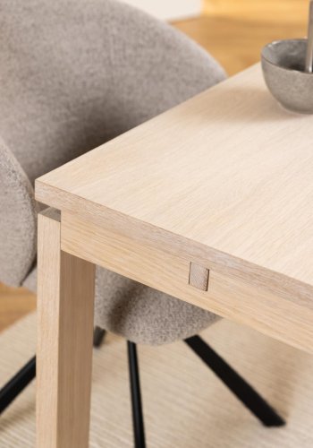 ACT NORDIC Linley spisebord, m. udtrk - hvidpigmenteret egefinér og eg (200x100)