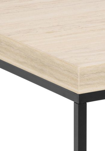 ACT NORDIC Barossa sofabord, kvadratisk - beige papir travertinlook og sort stl (40x40)