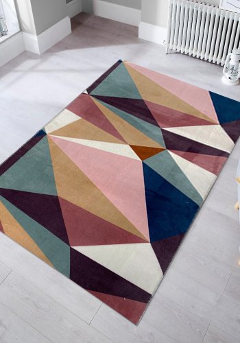 TEPPI 50 Hall gulvtppe, m. mnster, rektangulr - multifarvet polyester (120x150)