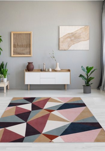 TEPPI 50 Hall gulvtppe, m. mnster, rektangulr - multifarvet polyester (120x150)