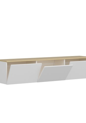 NORDVÄRK Neon TV-bord, m. 3 lger - hvid og eg melamin (169x32)