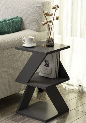 NORDVÄRK Albeni sidebord, m. hylde - antracitgr melamin (30x30)