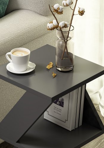 NORDVÄRK Albeni sidebord, m. hylde - antracitgr melamin (30x30)