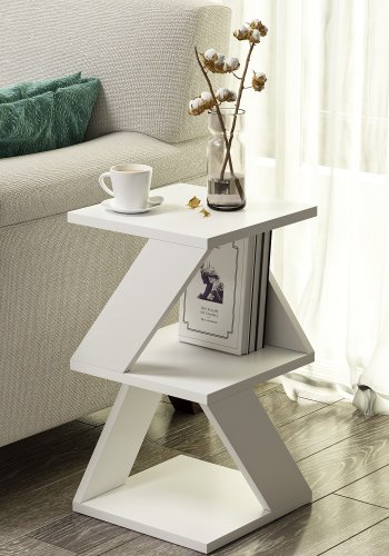 NORDVÄRK Albeni sidebord, m. hylde - hvid melamin (30x30)