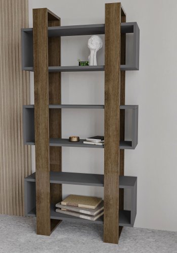 FUNZI LIVING Milano bogreol - valnd og antracitgr melamin