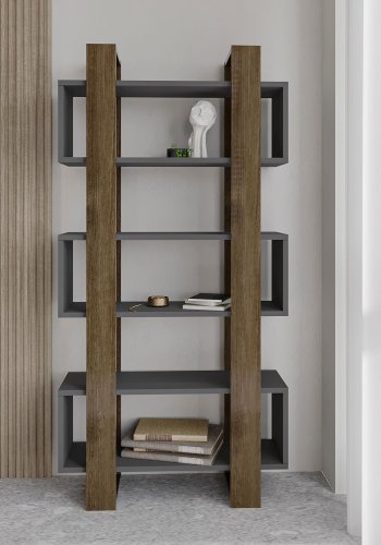 FUNZI LIVING Milano bogreol - valnd og antracitgr melamin