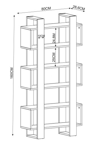 FUNZI LIVING Milano bogreol - valnd og antracitgr melamin