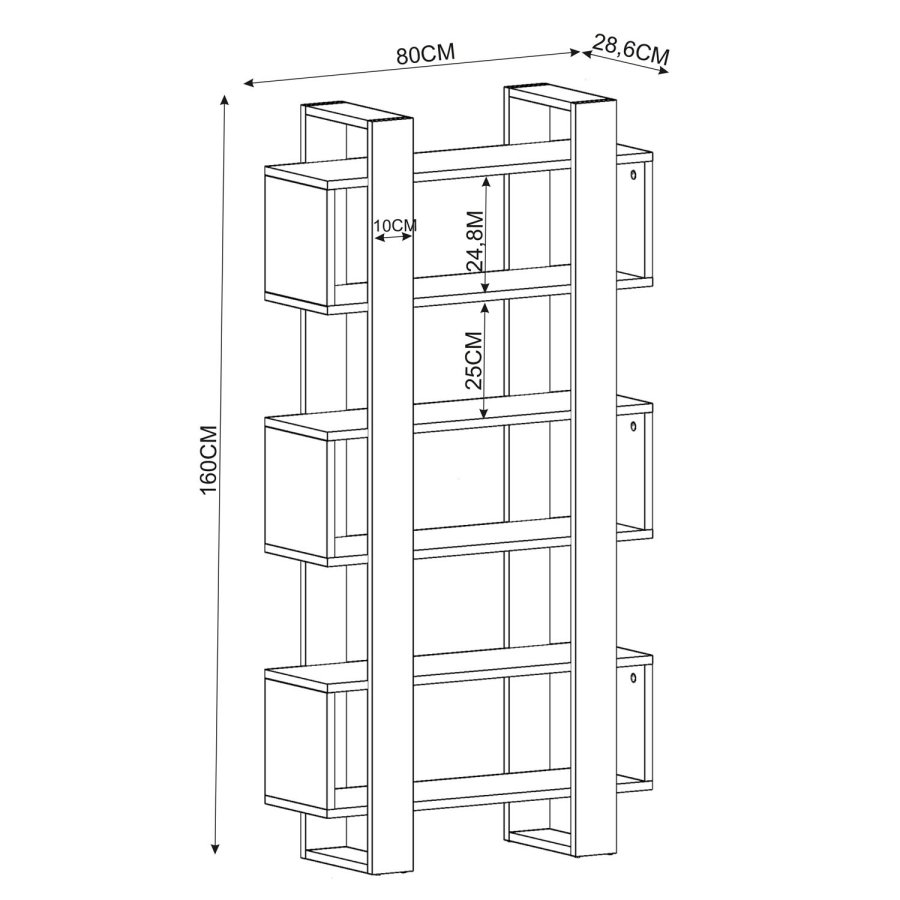 FUNZI LIVING Milano bogreol - valnd og antracitgr melamin
