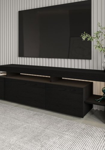 NORDVÄRK Beliz TV-bord, m. PVC-kantbnd LED-lys - trsort melamin (192x37)