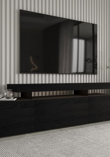 NORDVÄRK Beliz TV-bord, m. PVC-kantbnd LED-lys - trsort melamin (192x37)