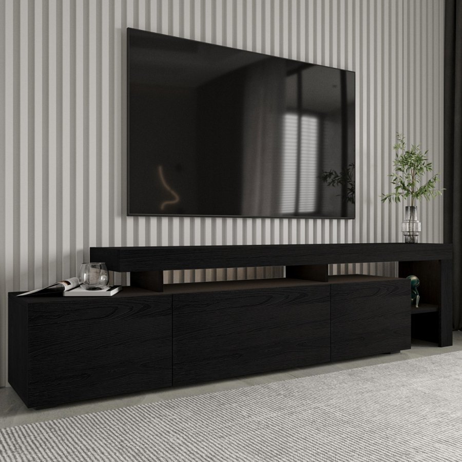 NORDVÄRK Beliz TV-bord, m. PVC-kantbnd LED-lys - trsort melamin (192x37)