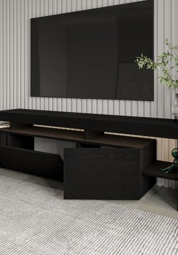 NORDVÄRK Beliz TV-bord, m. PVC-kantbnd LED-lys - trsort melamin (192x37)