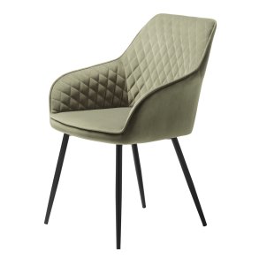 Milton spisebordsstol, m. armln - olivengrn fljl og sort metal