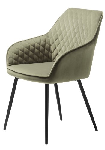 Milton spisebordsstol, m. armln - olivengrn fljl og sort metal
