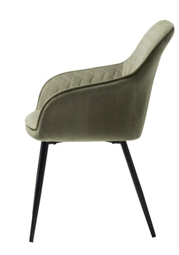 Milton spisebordsstol, m. armln - olivengrn fljl og sort metal