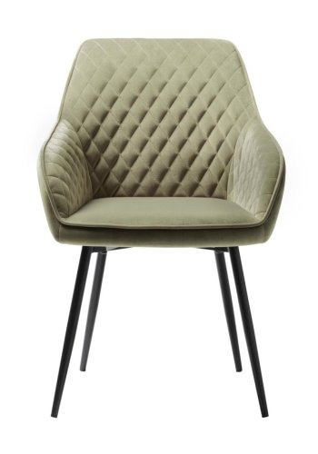 Milton spisebordsstol, m. armln - olivengrn fljl og sort metal