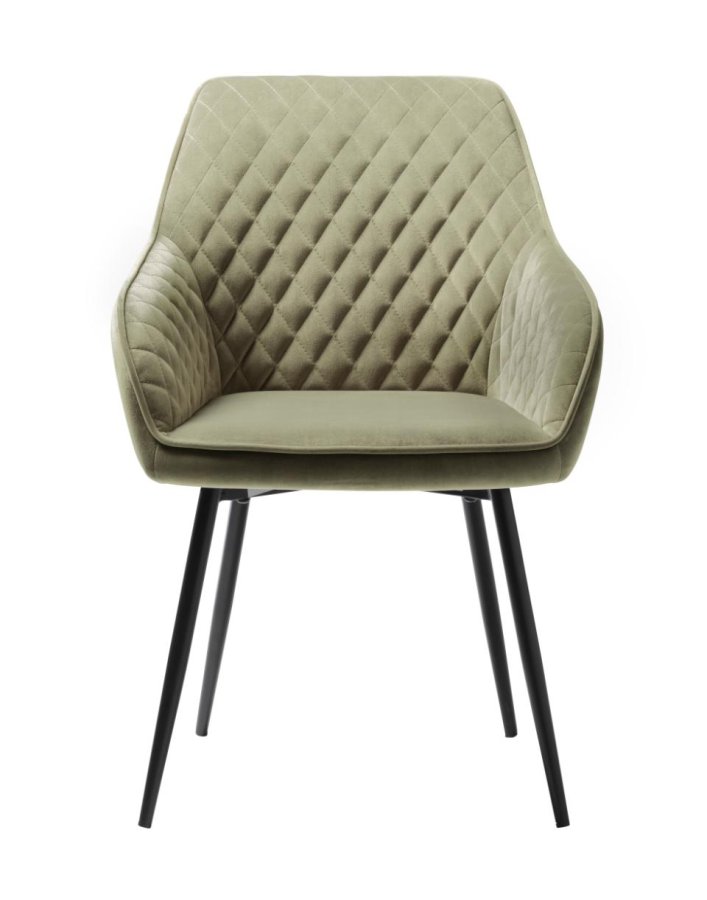 Milton spisebordsstol, m. armln - olivengrn fljl og sort metal