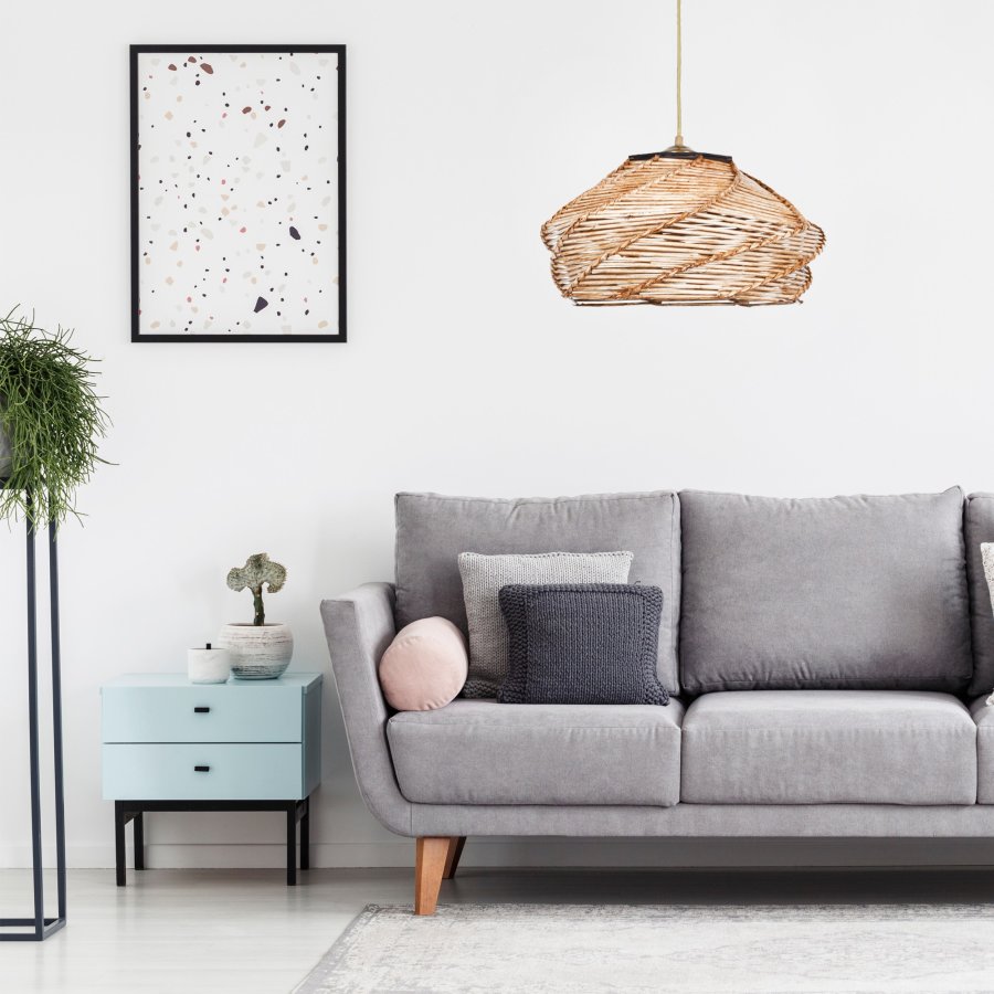 LUMI Ovale loftlampe - kamel imiteret bambus (36x36)