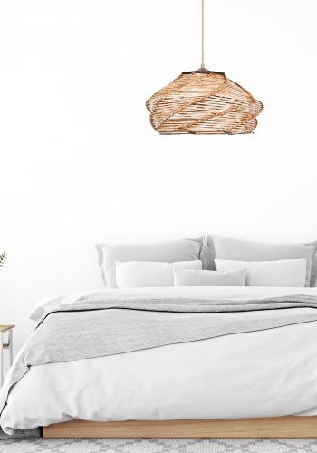 LUMI Ovale loftlampe - kamel imiteret bambus (36x36)