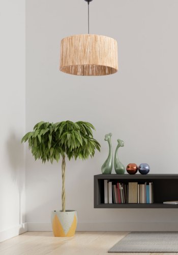 LUMI Cane loftlampe, m. justerbar hjde - natur jute og metal