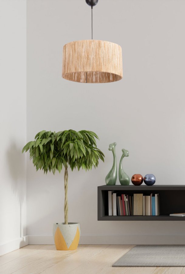 LUMI Cane loftlampe, m. justerbar hjde - natur jute og metal
