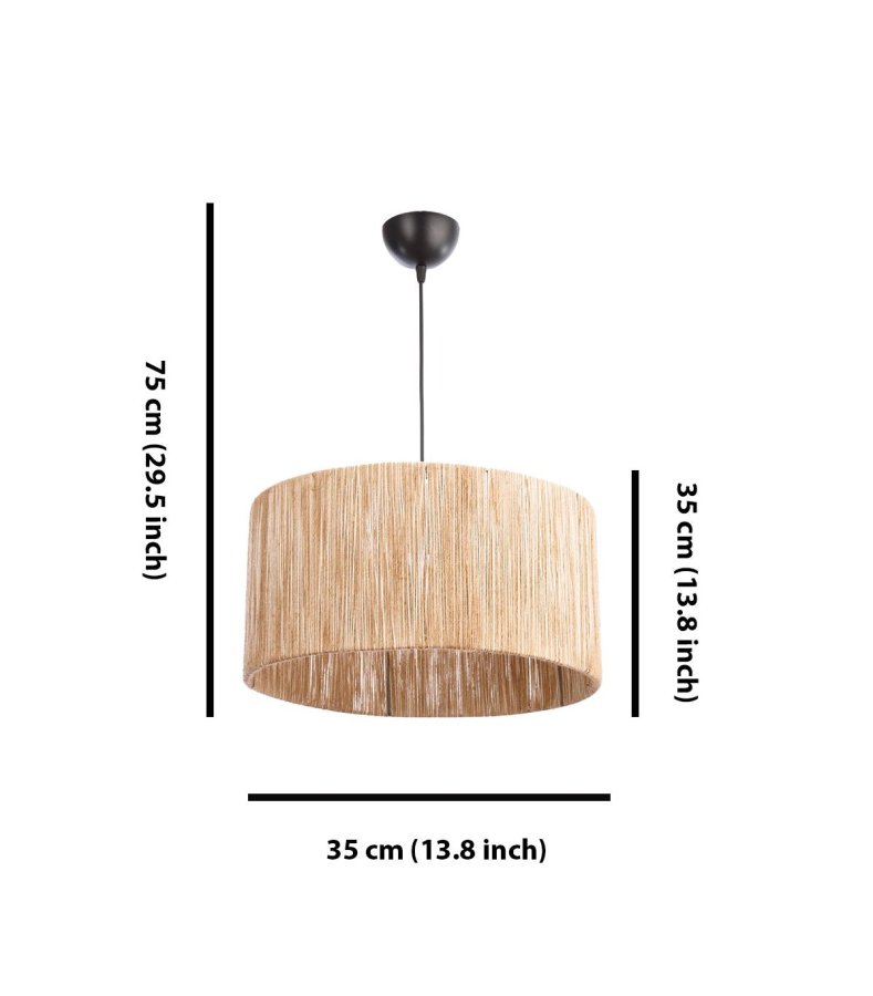 LUMI Cane loftlampe, m. justerbar hjde - natur jute og metal