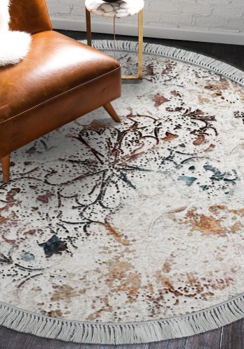 TEPPI ALN400609RN17 Hall gulvtppe, m. mnster, rund - multifarvet polyester (100)