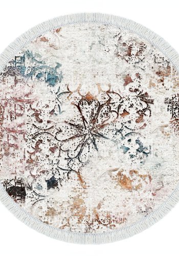 TEPPI ALN400609RN18 gulvtppe, m. mnster, rund - multifarvet polyester (180)