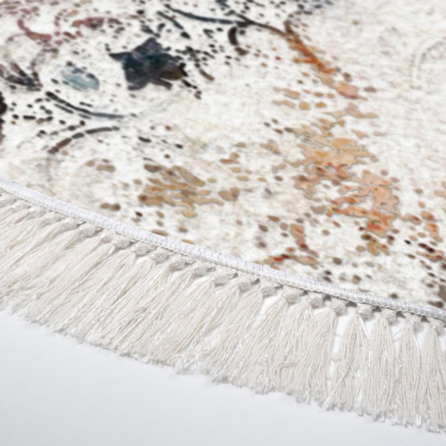 TEPPI ALN400609RN18 gulvtppe, m. mnster, rund - multifarvet polyester (180)