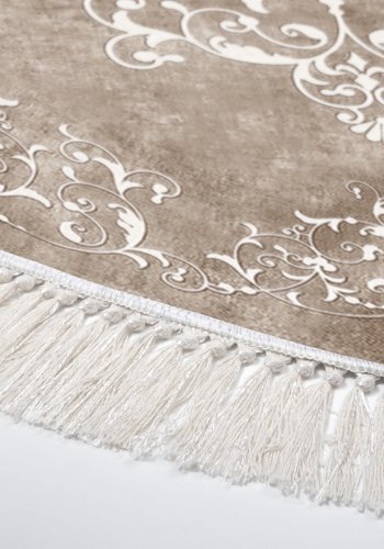 TEPPI ALN400616BJ12 gulvtppe, m. mnster, rund - beige og hvid polyester (160)