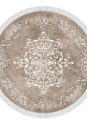 TEPPI ALN400616BJ18 gulvtppe, m. mnster, rund - beige og hvid polyester (180)