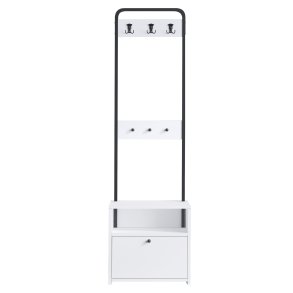 FUNZI LIVING Tina entrést, m. 3 knager, 1 lge og 1 hylde - hvid melamin