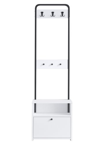 FUNZI LIVING Tina entrést, m. 3 knager, 1 lge og 1 hylde - hvid melamin