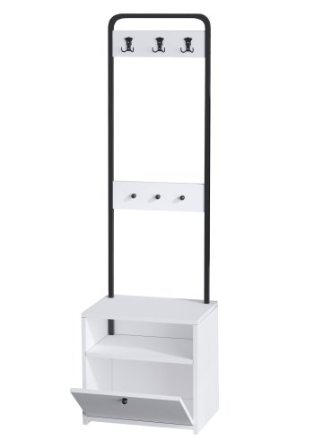 FUNZI LIVING Tina entrést, m. 3 knager, 1 lge og 1 hylde - hvid melamin