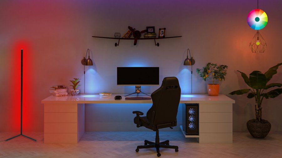 LUMI Lumos multifarvet gulvlampe - sort aluminium