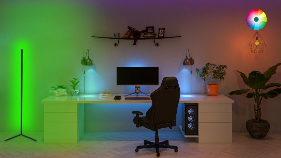 LUMI Lumos multifarvet gulvlampe - sort aluminium