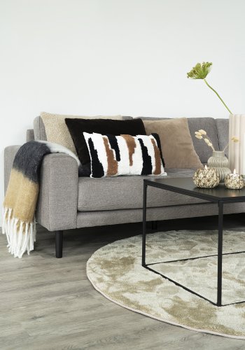 HOUSE NORDIC Sintra plaid, m. frynser, rektangulr - hvid/sort/brun akryl (170x130)